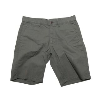 John Miller Shorts Mens 34 Green Herringbone Chino Slim Fit 9 Inch Inseam